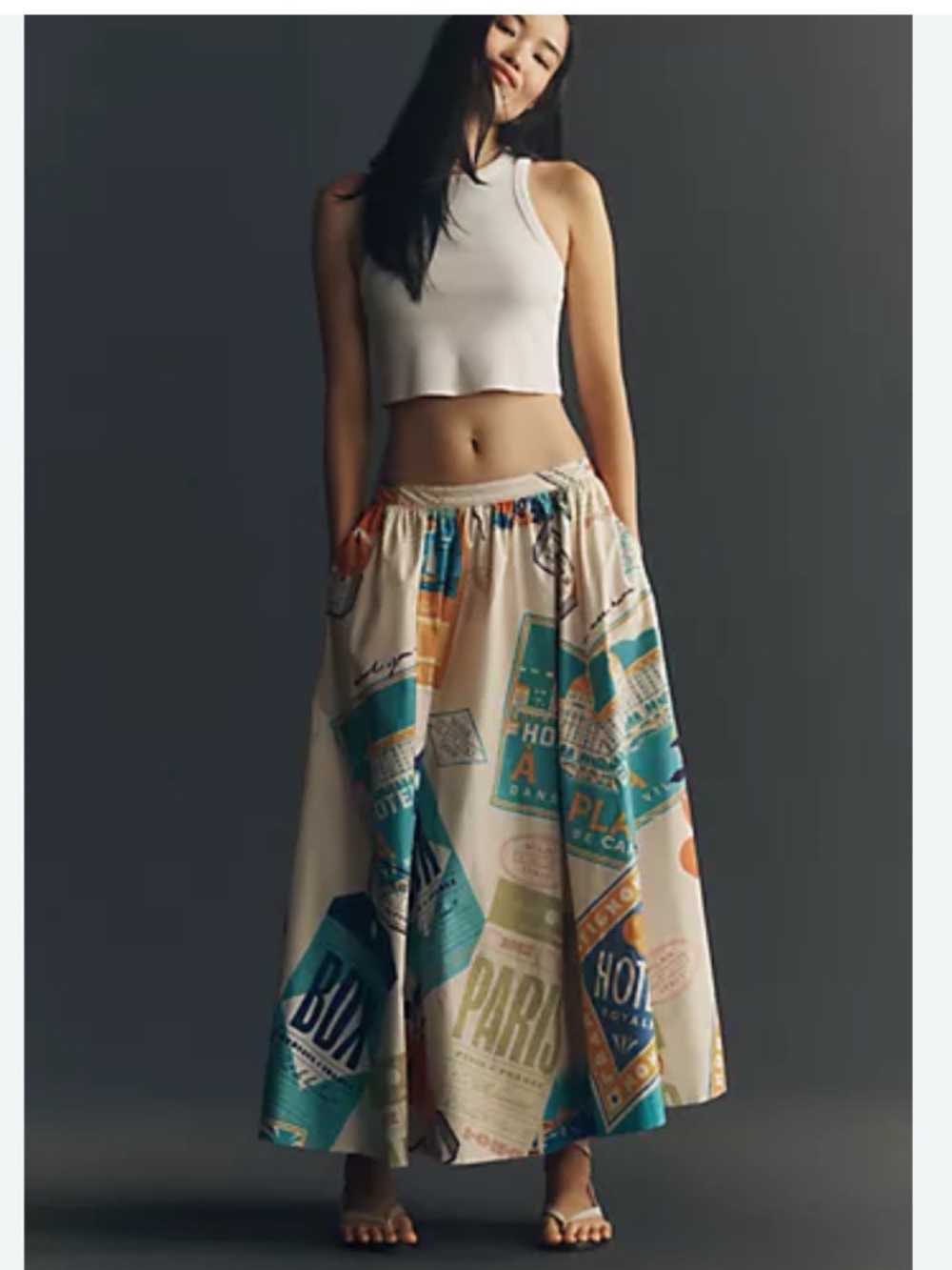 NWT Anthro  Maeve + Sarah Cliff  Jacie Poplin Printed Maxi Skirt